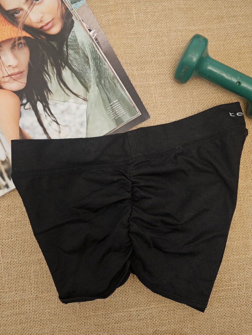 Y2K BEBE SPORT Black Shirred Bootie Shory Low Rise Short Medium 2" Inseam